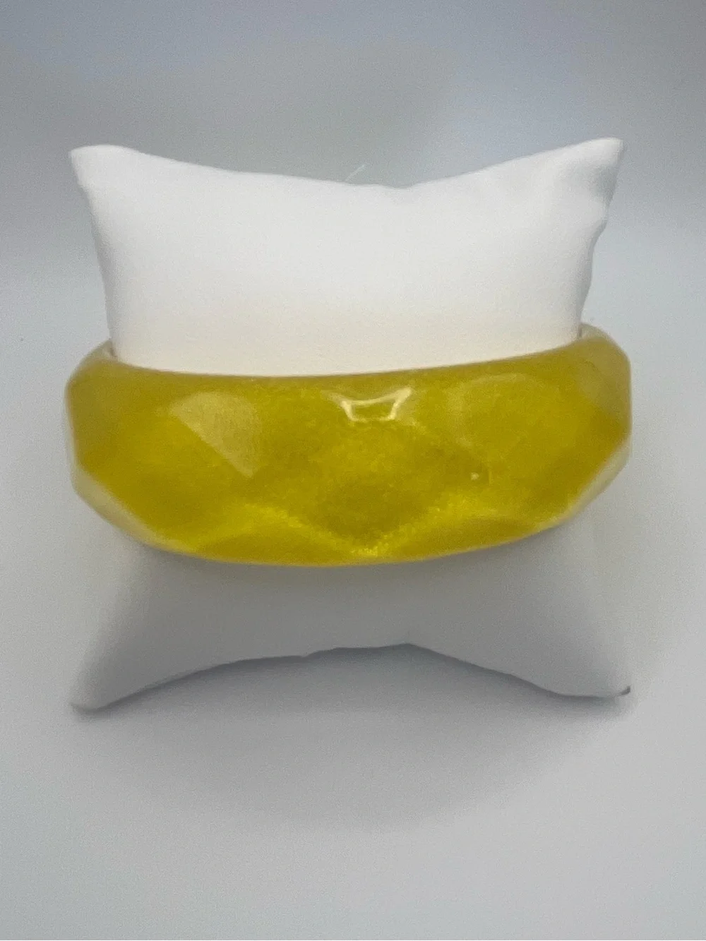 Faceted Glitter Yellow Lucite Bangle Bracelet
